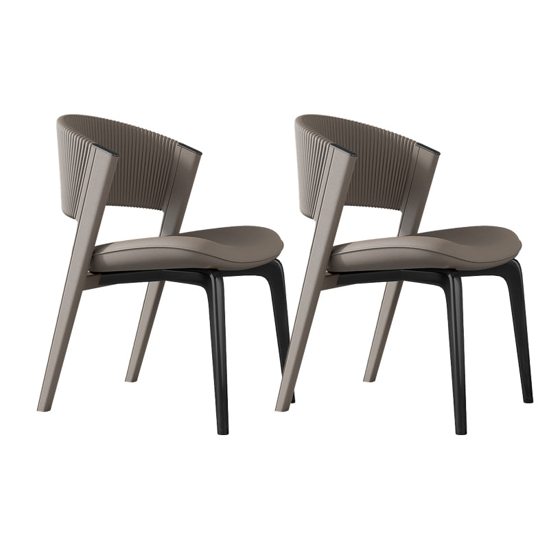 Contemporary Style Open Back Chair Dining Armless Metal Chairs for Kitchen Light Coffee 2 Piece Set Black Clearhalo 'Dining Chairs' 'Dining Tables & Seating' 'dining_chair' 'furn' 'furn_dining_chair' 'Furniture' 'furniture_dining_chair' 'Kitchen & Dining Furniture' 4877204