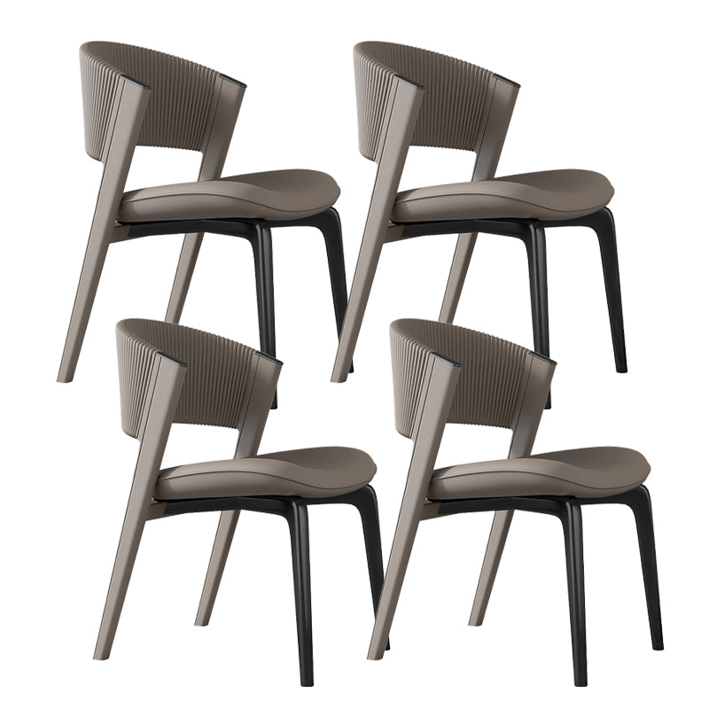 Contemporary Style Open Back Chair Dining Armless Metal Chairs for Kitchen Light Coffee 4 Piece Set Black Clearhalo 'Dining Chairs' 'Dining Tables & Seating' 'dining_chair' 'furn' 'furn_dining_chair' 'Furniture' 'furniture_dining_chair' 'Kitchen & Dining Furniture' 4877206