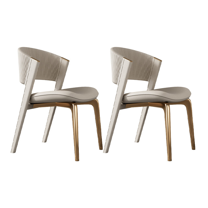 Contemporary Style Open Back Chair Dining Armless Metal Chairs for Kitchen Off-White 2 Piece Set Brass Gold Clearhalo 'Dining Chairs' 'Dining Tables & Seating' 'dining_chair' 'furn' 'furn_dining_chair' 'Furniture' 'furniture_dining_chair' 'Kitchen & Dining Furniture' 4877210