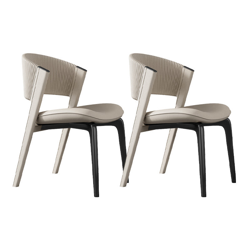 Contemporary Style Open Back Chair Dining Armless Metal Chairs for Kitchen Off-White 2 Piece Set Black Clearhalo 'Dining Chairs' 'Dining Tables & Seating' 'dining_chair' 'furn' 'furn_dining_chair' 'Furniture' 'furniture_dining_chair' 'Kitchen & Dining Furniture' 4877214