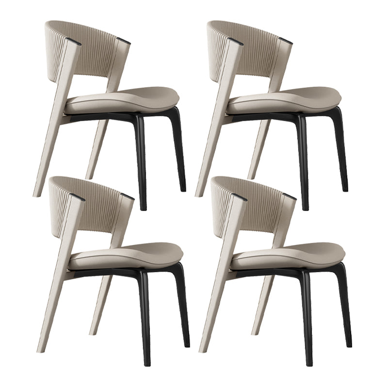 Contemporary Style Open Back Chair Dining Armless Metal Chairs for Kitchen Off-White 4 Piece Set Black Clearhalo 'Dining Chairs' 'Dining Tables & Seating' 'dining_chair' 'furn' 'furn_dining_chair' 'Furniture' 'furniture_dining_chair' 'Kitchen & Dining Furniture' 4877215