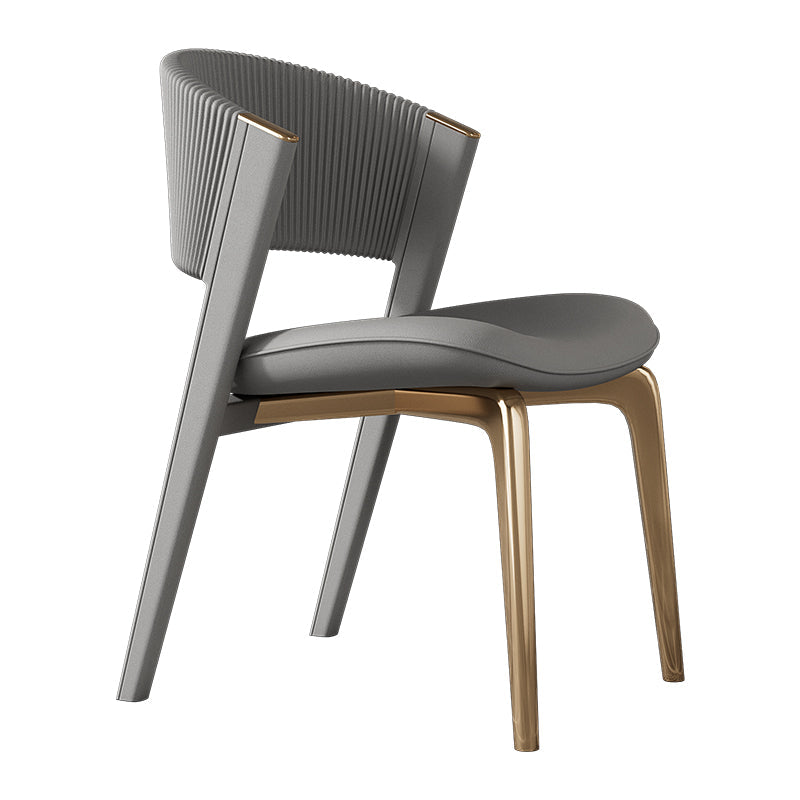 Contemporary Style Open Back Chair Dining Armless Metal Chairs for Kitchen Grey 1 Piece Brass Gold Clearhalo 'Dining Chairs' 'Dining Tables & Seating' 'dining_chair' 'furn' 'furn_dining_chair' 'Furniture' 'furniture_dining_chair' 'Kitchen & Dining Furniture' 4877216
