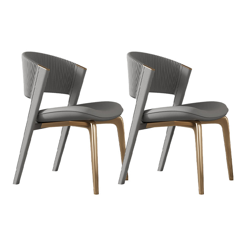Contemporary Style Open Back Chair Dining Armless Metal Chairs for Kitchen Grey 2 Piece Set Brass Gold Clearhalo 'Dining Chairs' 'Dining Tables & Seating' 'dining_chair' 'furn' 'furn_dining_chair' 'Furniture' 'furniture_dining_chair' 'Kitchen & Dining Furniture' 4877217