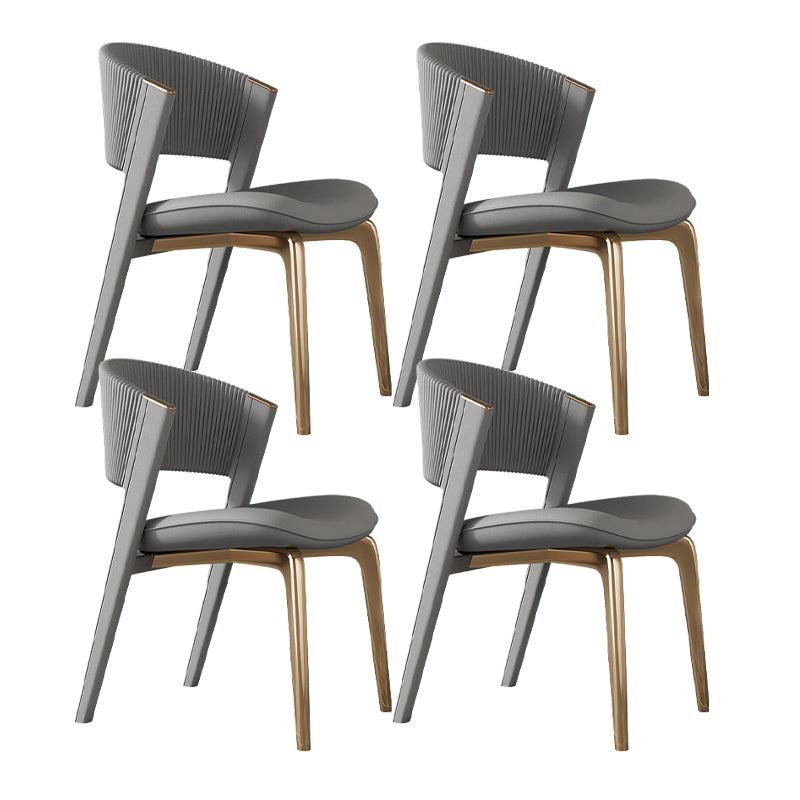 Contemporary Style Open Back Chair Dining Armless Metal Chairs for Kitchen Grey 4 Piece Set Brass Gold Clearhalo 'Dining Chairs' 'Dining Tables & Seating' 'dining_chair' 'furn' 'furn_dining_chair' 'Furniture' 'furniture_dining_chair' 'Kitchen & Dining Furniture' 4877218
