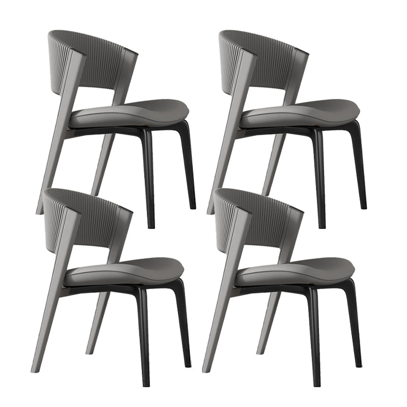 Contemporary Style Open Back Chair Dining Armless Metal Chairs for Kitchen Grey 4 Piece Set Black Clearhalo 'Dining Chairs' 'Dining Tables & Seating' 'dining_chair' 'furn' 'furn_dining_chair' 'Furniture' 'furniture_dining_chair' 'Kitchen & Dining Furniture' 4877221