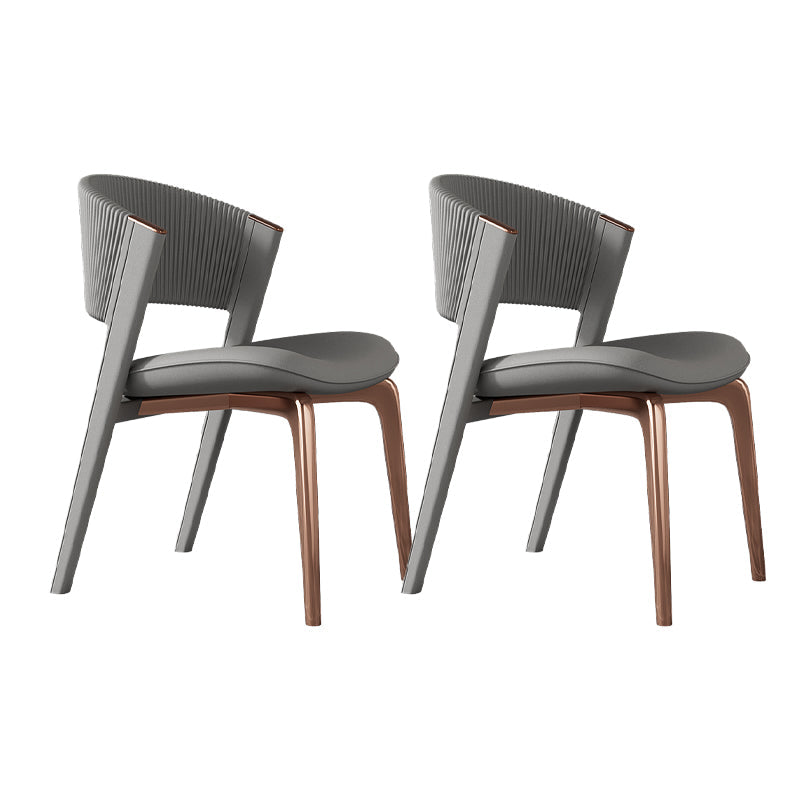 Contemporary Style Open Back Chair Dining Armless Metal Chairs for Kitchen Grey 2 Piece Set Pink Clearhalo 'Dining Chairs' 'Dining Tables & Seating' 'dining_chair' 'furn' 'furn_dining_chair' 'Furniture' 'furniture_dining_chair' 'Kitchen & Dining Furniture' 4877223