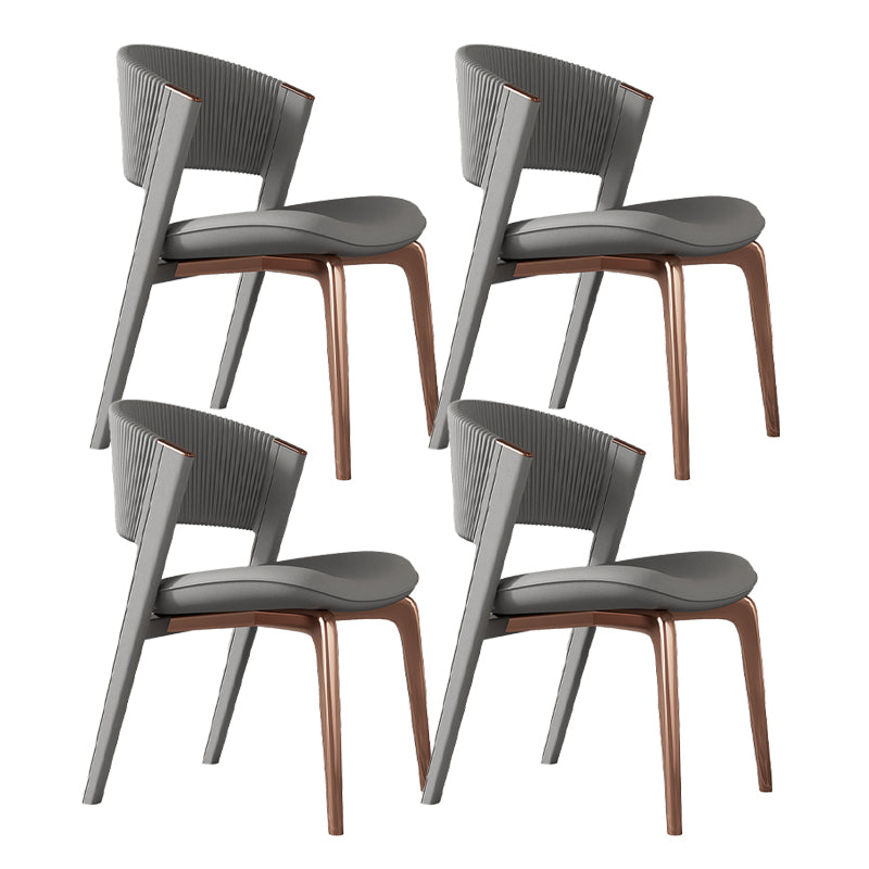 Contemporary Style Open Back Chair Dining Armless Metal Chairs for Kitchen Grey 4 Piece Set Pink Clearhalo 'Dining Chairs' 'Dining Tables & Seating' 'dining_chair' 'furn' 'furn_dining_chair' 'Furniture' 'furniture_dining_chair' 'Kitchen & Dining Furniture' 4877224