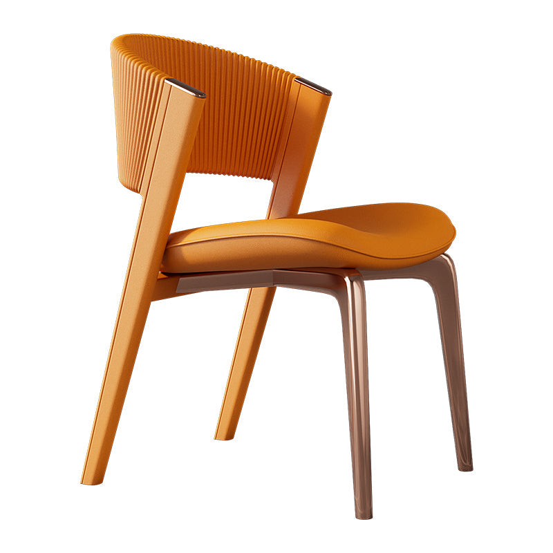 Contemporary Style Open Back Chair Dining Armless Metal Chairs for Kitchen Orange 1 Piece Pink Clearhalo 'Dining Chairs' 'Dining Tables & Seating' 'dining_chair' 'furn' 'furn_dining_chair' 'Furniture' 'furniture_dining_chair' 'Kitchen & Dining Furniture' 4877225