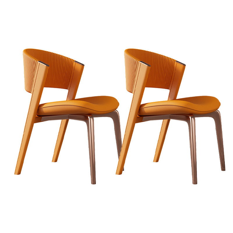 Contemporary Style Open Back Chair Dining Armless Metal Chairs for Kitchen Orange 2 Piece Set Pink Clearhalo 'Dining Chairs' 'Dining Tables & Seating' 'dining_chair' 'furn' 'furn_dining_chair' 'Furniture' 'furniture_dining_chair' 'Kitchen & Dining Furniture' 4877226