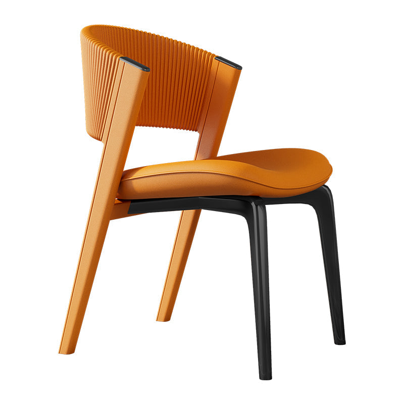 Contemporary Style Open Back Chair Dining Armless Metal Chairs for Kitchen Orange 1 Piece Black Clearhalo 'Dining Chairs' 'Dining Tables & Seating' 'dining_chair' 'furn' 'furn_dining_chair' 'Furniture' 'furniture_dining_chair' 'Kitchen & Dining Furniture' 4877231