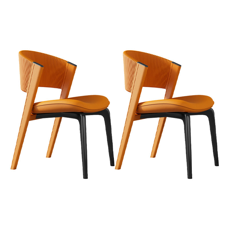 Contemporary Style Open Back Chair Dining Armless Metal Chairs for Kitchen Orange 2 Piece Set Black Clearhalo 'Dining Chairs' 'Dining Tables & Seating' 'dining_chair' 'furn' 'furn_dining_chair' 'Furniture' 'furniture_dining_chair' 'Kitchen & Dining Furniture' 4877232