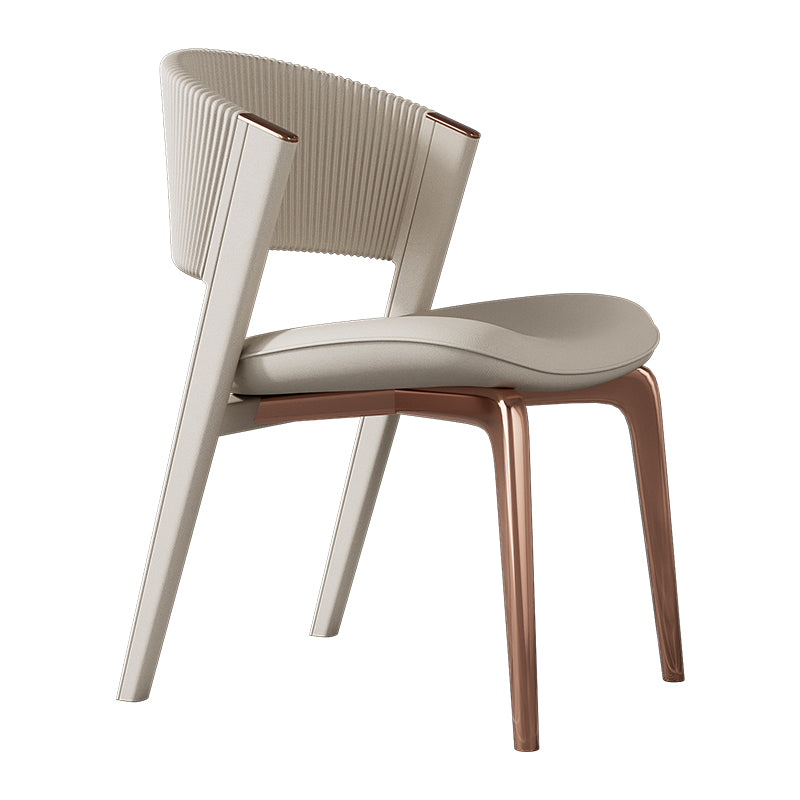 Contemporary Style Open Back Chair Dining Armless Metal Chairs for Kitchen Off-White 1 Piece Pink Clearhalo 'Dining Chairs' 'Dining Tables & Seating' 'dining_chair' 'furn' 'furn_dining_chair' 'Furniture' 'furniture_dining_chair' 'Kitchen & Dining Furniture' 4877234