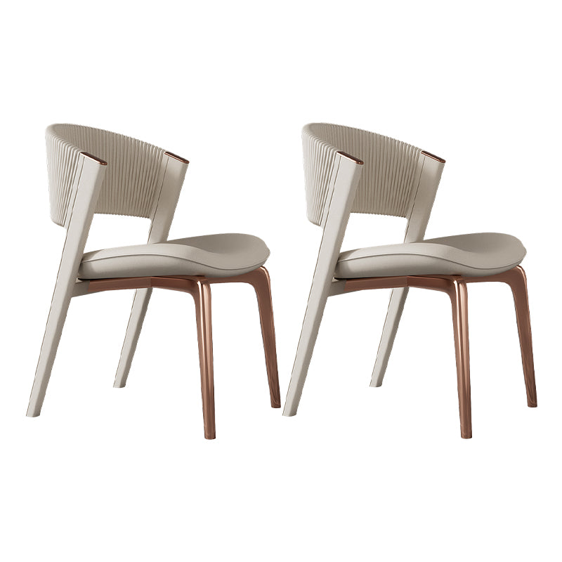 Contemporary Style Open Back Chair Dining Armless Metal Chairs for Kitchen Off-White 2 Piece Set Pink Clearhalo 'Dining Chairs' 'Dining Tables & Seating' 'dining_chair' 'furn' 'furn_dining_chair' 'Furniture' 'furniture_dining_chair' 'Kitchen & Dining Furniture' 4877235