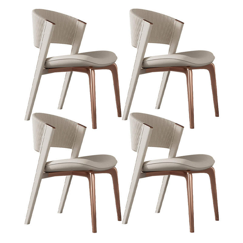 Contemporary Style Open Back Chair Dining Armless Metal Chairs for Kitchen Off-White 4 Piece Set Pink Clearhalo 'Dining Chairs' 'Dining Tables & Seating' 'dining_chair' 'furn' 'furn_dining_chair' 'Furniture' 'furniture_dining_chair' 'Kitchen & Dining Furniture' 4877236