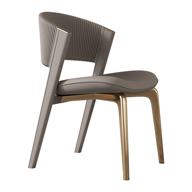 Contemporary Style Open Back Chair Dining Armless Metal Chairs for Kitchen Light Coffee 1 Piece Brass Gold Clearhalo 'Dining Chairs' 'Dining Tables & Seating' 'dining_chair' 'furn' 'furn_dining_chair' 'Furniture' 'furniture_dining_chair' 'Kitchen & Dining Furniture' 4877237
