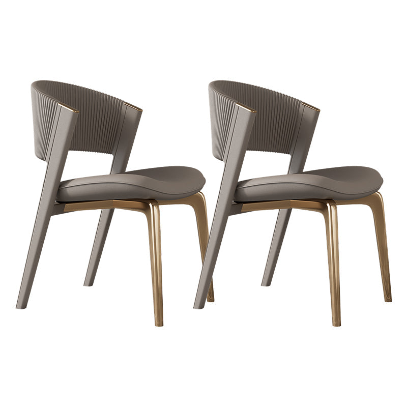 Contemporary Style Open Back Chair Dining Armless Metal Chairs for Kitchen Light Coffee 2 Piece Set Brass Gold Clearhalo 'Dining Chairs' 'Dining Tables & Seating' 'dining_chair' 'furn' 'furn_dining_chair' 'Furniture' 'furniture_dining_chair' 'Kitchen & Dining Furniture' 4877238