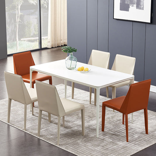 Contemporary Leather Dining Chair Armless Side Chair for Home Use Clearhalo 'Dining Chairs' 'Dining Tables & Seating' 'dining_chair' 'furn' 'furn_dining_chair' 'Furniture' 'furniture_dining_chair' 'Kitchen & Dining Furniture' 4877244