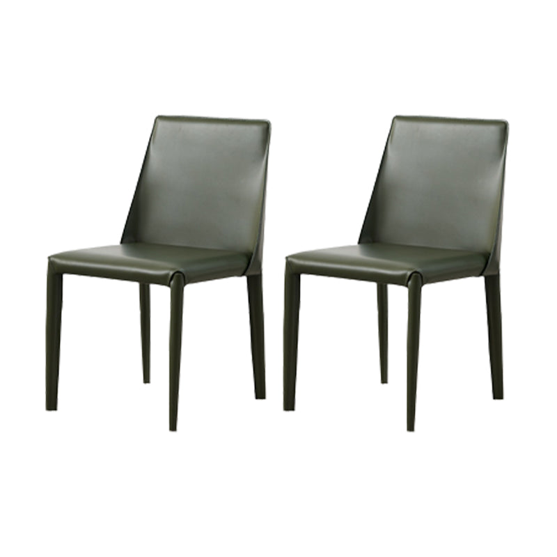 Contemporary Leather Dining Chair Armless Side Chair for Home Use Blackish Green 2 Piece Set Clearhalo 'Dining Chairs' 'Dining Tables & Seating' 'dining_chair' 'furn' 'furn_dining_chair' 'Furniture' 'furniture_dining_chair' 'Kitchen & Dining Furniture' 4877247
