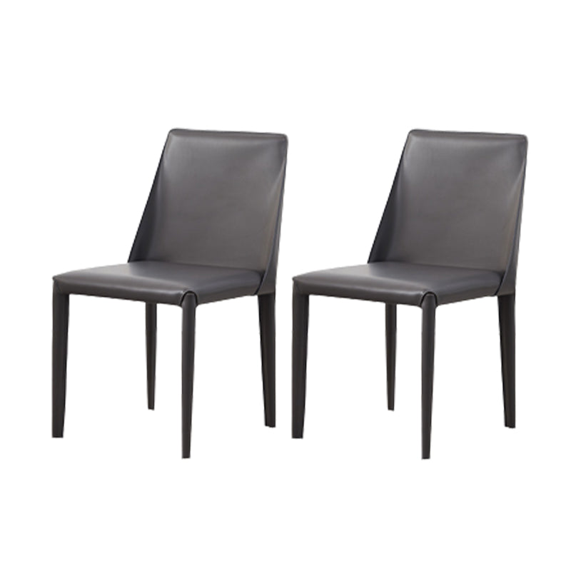 Contemporary Leather Dining Chair Armless Side Chair for Home Use Dark Gray 2 Piece Set Clearhalo 'Dining Chairs' 'Dining Tables & Seating' 'dining_chair' 'furn' 'furn_dining_chair' 'Furniture' 'furniture_dining_chair' 'Kitchen & Dining Furniture' 4877249