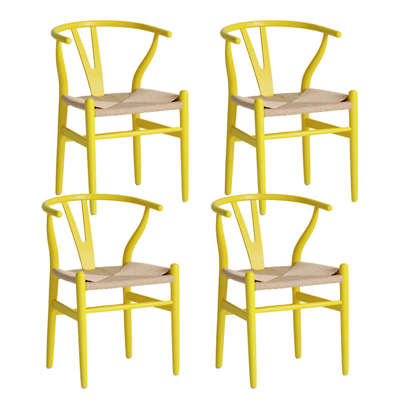 Contemporary Style Chair Dining Armless Wooden Chairs for Kitchen Lemon Yellow 4 Piece Set Clearhalo 'Dining Chairs' 'Dining Tables & Seating' 'dining_chair' 'furn' 'furn_dining_chair' 'Furniture' 'furniture_dining_chair' 'Kitchen & Dining Furniture' 4877267