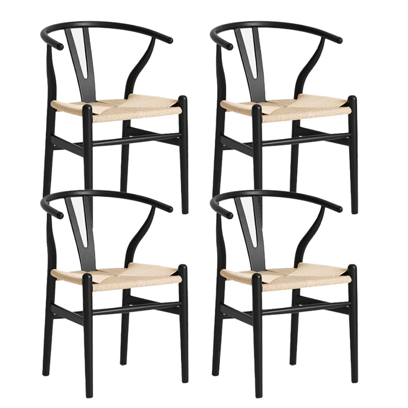 Contemporary Style Chair Dining Armless Wooden Chairs for Kitchen Black 4 Piece Set Clearhalo 'Dining Chairs' 'Dining Tables & Seating' 'dining_chair' 'furn' 'furn_dining_chair' 'Furniture' 'furniture_dining_chair' 'Kitchen & Dining Furniture' 4877273