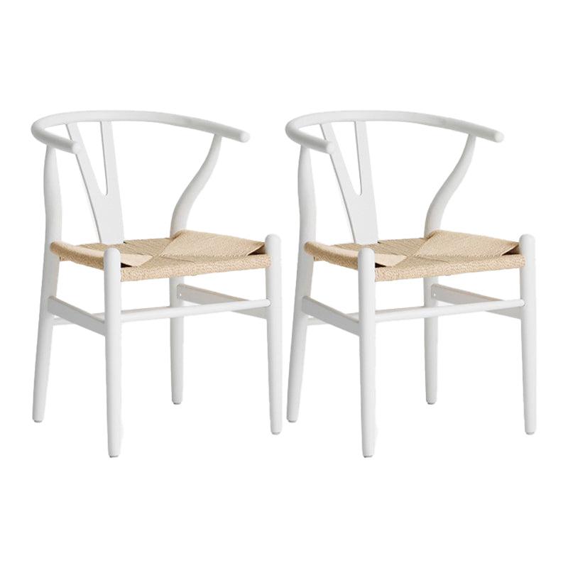 Contemporary Style Chair Dining Armless Wooden Chairs for Kitchen White 2 Piece Set Clearhalo 'Dining Chairs' 'Dining Tables & Seating' 'dining_chair' 'furn' 'furn_dining_chair' 'Furniture' 'furniture_dining_chair' 'Kitchen & Dining Furniture' 4877276