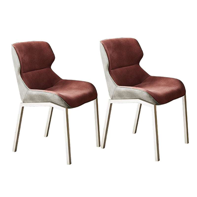 Contemporary Metal Dining Chair Upholstered Armless Chair for Restaurant Use Red 2 Piece Set Clearhalo 'Dining Chairs' 'Dining Tables & Seating' 'dining_chair' 'furn' 'furn_dining_chair' 'Furniture' 'furniture_dining_chair' 'Kitchen & Dining Furniture' 4877286
