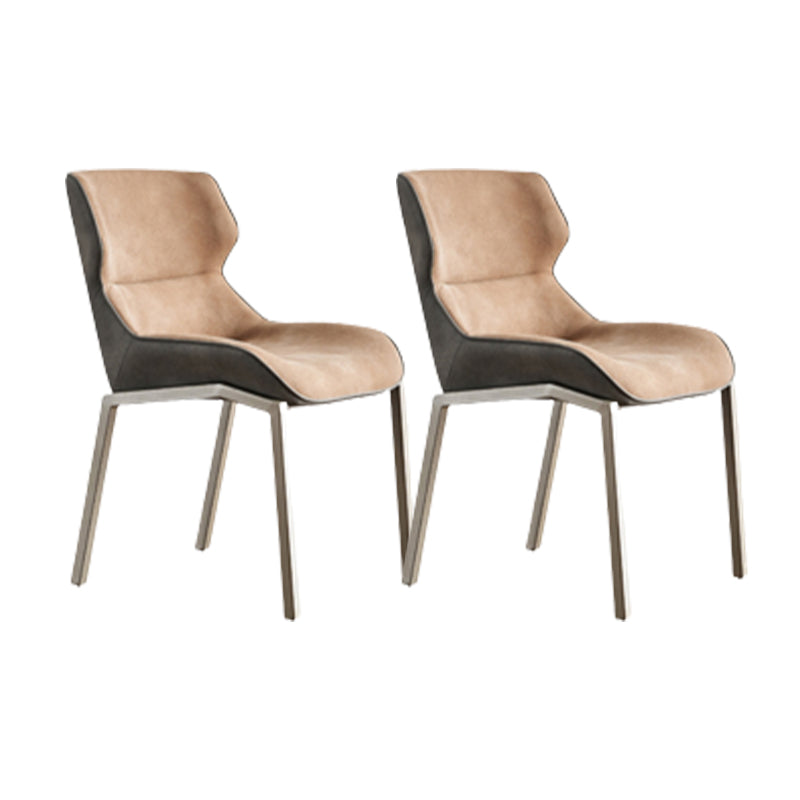 Contemporary Metal Dining Chair Upholstered Armless Chair for Restaurant Use Light Camel 2 Piece Set Clearhalo 'Dining Chairs' 'Dining Tables & Seating' 'dining_chair' 'furn' 'furn_dining_chair' 'Furniture' 'furniture_dining_chair' 'Kitchen & Dining Furniture' 4877288