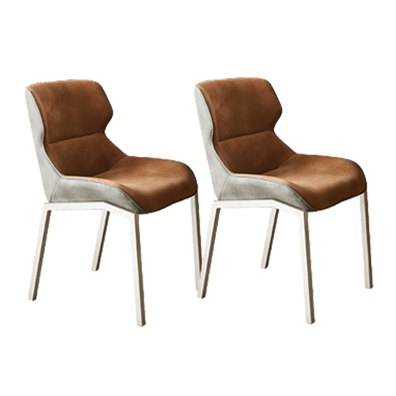 Contemporary Metal Dining Chair Upholstered Armless Chair for Restaurant Use Orange 2 Piece Set Clearhalo 'Dining Chairs' 'Dining Tables & Seating' 'dining_chair' 'furn' 'furn_dining_chair' 'Furniture' 'furniture_dining_chair' 'Kitchen & Dining Furniture' 4877290