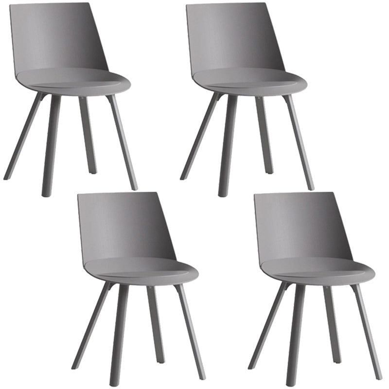 Contemporary Style Chair Dining Armless Chairs for Kitchen with Plastic Legs Grey 4 Piece Set Clearhalo 'Dining Chairs' 'Dining Tables & Seating' 'dining_chair' 'furn' 'furn_dining_chair' 'Furniture' 'furniture_dining_chair' 'Kitchen & Dining Furniture' 4877323