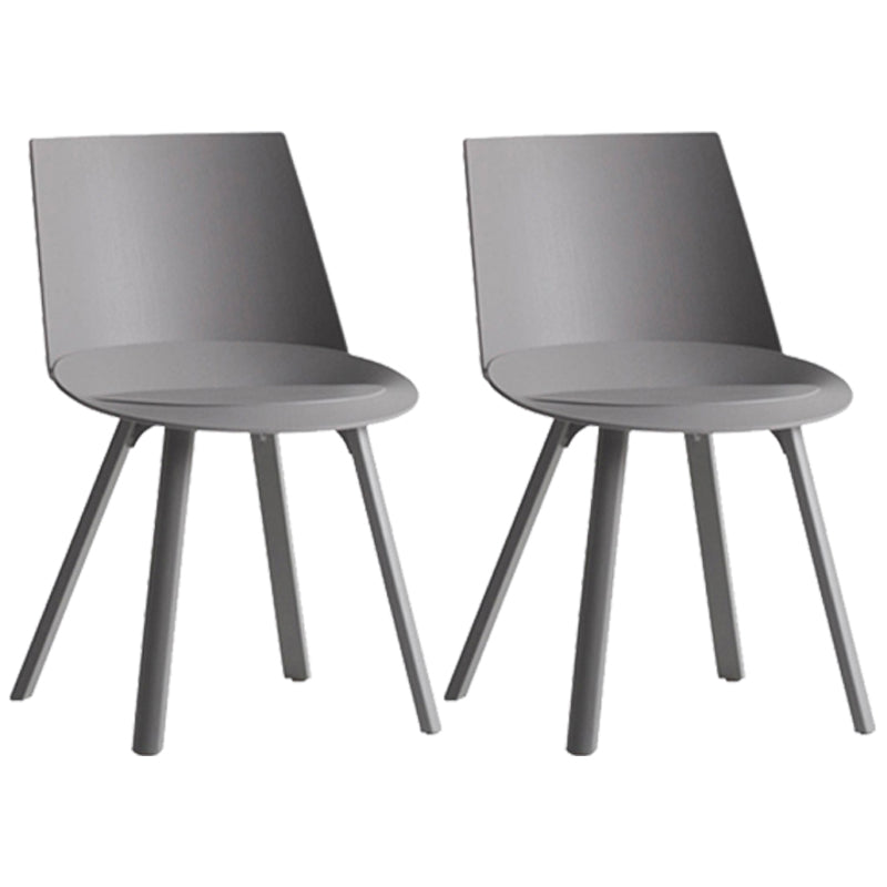 Contemporary Style Chair Dining Armless Chairs for Kitchen with Plastic Legs Grey 2 Piece Set Clearhalo 'Dining Chairs' 'Dining Tables & Seating' 'dining_chair' 'furn' 'furn_dining_chair' 'Furniture' 'furniture_dining_chair' 'Kitchen & Dining Furniture' 4877327