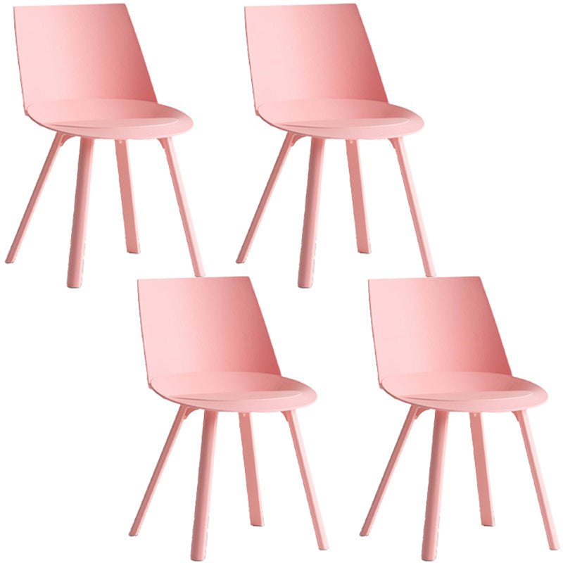 Contemporary Style Chair Dining Armless Chairs for Kitchen with Plastic Legs Pink 4 Piece Set Clearhalo 'Dining Chairs' 'Dining Tables & Seating' 'dining_chair' 'furn' 'furn_dining_chair' 'Furniture' 'furniture_dining_chair' 'Kitchen & Dining Furniture' 4877329