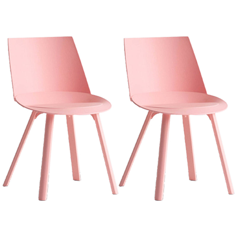 Contemporary Style Chair Dining Armless Chairs for Kitchen with Plastic Legs Pink 2 Piece Set Clearhalo 'Dining Chairs' 'Dining Tables & Seating' 'dining_chair' 'furn' 'furn_dining_chair' 'Furniture' 'furniture_dining_chair' 'Kitchen & Dining Furniture' 4877333