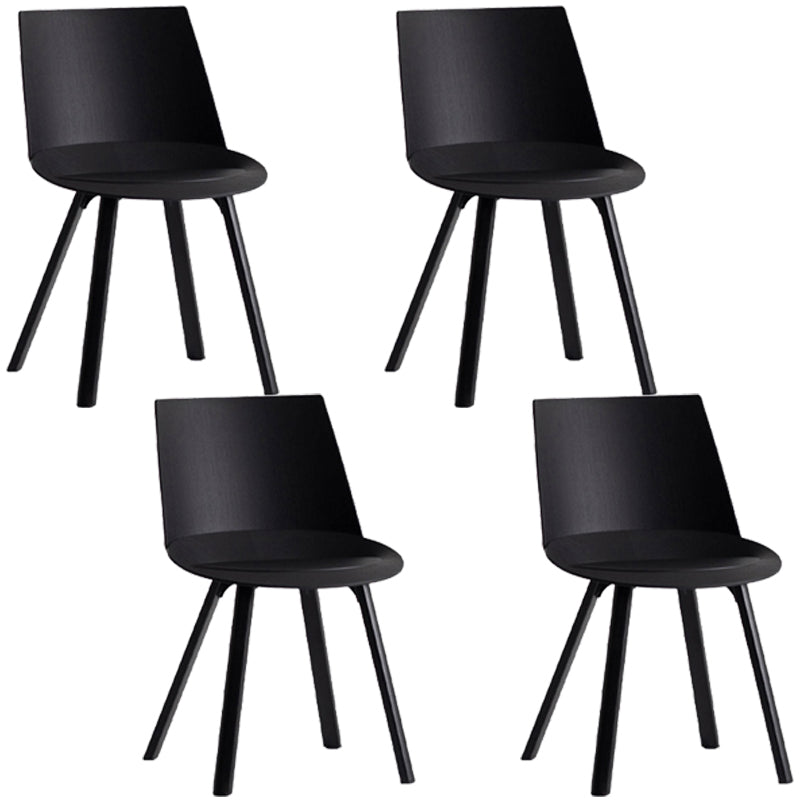 Contemporary Style Chair Dining Armless Chairs for Kitchen with Plastic Legs Black 4 Piece Set Clearhalo 'Dining Chairs' 'Dining Tables & Seating' 'dining_chair' 'furn' 'furn_dining_chair' 'Furniture' 'furniture_dining_chair' 'Kitchen & Dining Furniture' 4877335