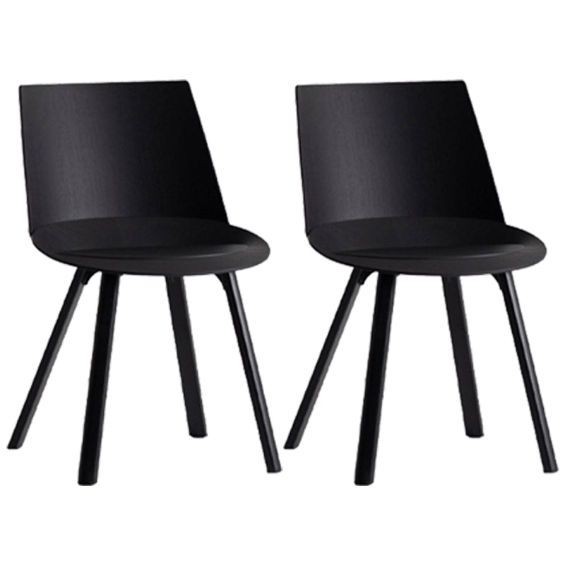 Contemporary Style Chair Dining Armless Chairs for Kitchen with Plastic Legs Black 2 Piece Set Clearhalo 'Dining Chairs' 'Dining Tables & Seating' 'dining_chair' 'furn' 'furn_dining_chair' 'Furniture' 'furniture_dining_chair' 'Kitchen & Dining Furniture' 4877339