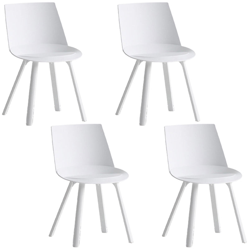 Contemporary Style Chair Dining Armless Chairs for Kitchen with Plastic Legs White 4 Piece Set Clearhalo 'Dining Chairs' 'Dining Tables & Seating' 'dining_chair' 'furn' 'furn_dining_chair' 'Furniture' 'furniture_dining_chair' 'Kitchen & Dining Furniture' 4877340