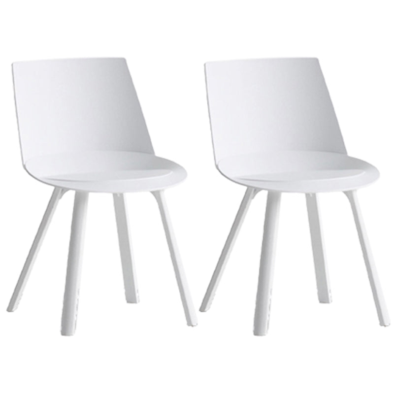 Contemporary Style Chair Dining Armless Chairs for Kitchen with Plastic Legs White 2 Piece Set Clearhalo 'Dining Chairs' 'Dining Tables & Seating' 'dining_chair' 'furn' 'furn_dining_chair' 'Furniture' 'furniture_dining_chair' 'Kitchen & Dining Furniture' 4877344