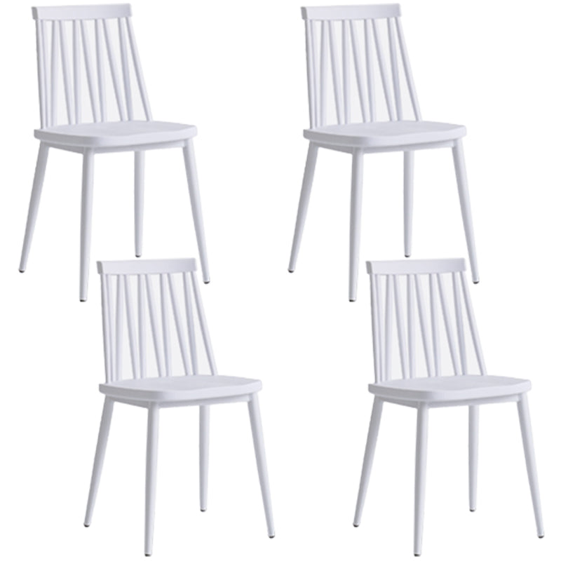 Contemporary Style Plastic Chair Dining Armless Chairs for Kitchen White 4 Piece Set Clearhalo 'Dining Chairs' 'Dining Tables & Seating' 'dining_chair' 'furn' 'furn_dining_chair' 'Furniture' 'furniture_dining_chair' 'Kitchen & Dining Furniture' 4877349