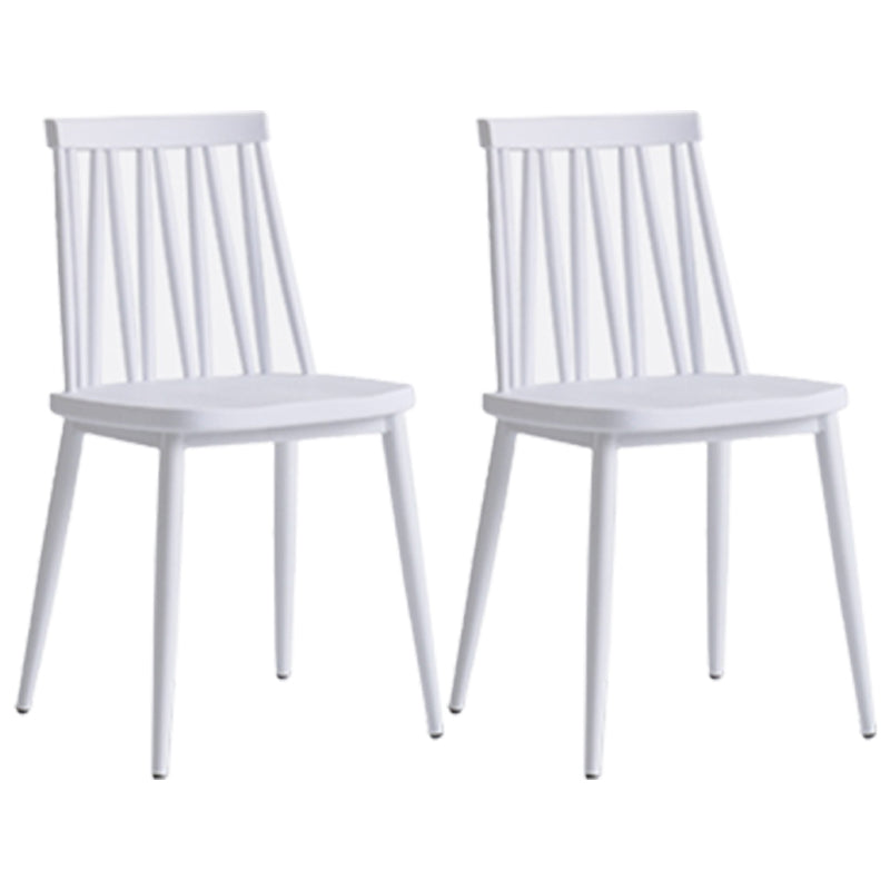 Contemporary Style Plastic Chair Dining Armless Chairs for Kitchen White 2 Piece Set Clearhalo 'Dining Chairs' 'Dining Tables & Seating' 'dining_chair' 'furn' 'furn_dining_chair' 'Furniture' 'furniture_dining_chair' 'Kitchen & Dining Furniture' 4877352