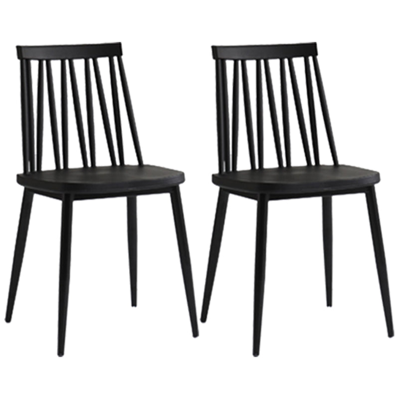 Contemporary Style Plastic Chair Dining Armless Chairs for Kitchen Black 2 Piece Set Clearhalo 'Dining Chairs' 'Dining Tables & Seating' 'dining_chair' 'furn' 'furn_dining_chair' 'Furniture' 'furniture_dining_chair' 'Kitchen & Dining Furniture' 4877358