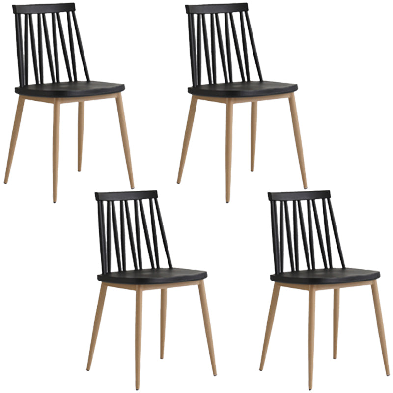 Contemporary Style Plastic Chair Dining Armless Chairs for Kitchen Natural Wood Black 4 Piece Set Clearhalo 'Dining Chairs' 'Dining Tables & Seating' 'dining_chair' 'furn' 'furn_dining_chair' 'Furniture' 'furniture_dining_chair' 'Kitchen & Dining Furniture' 4877366