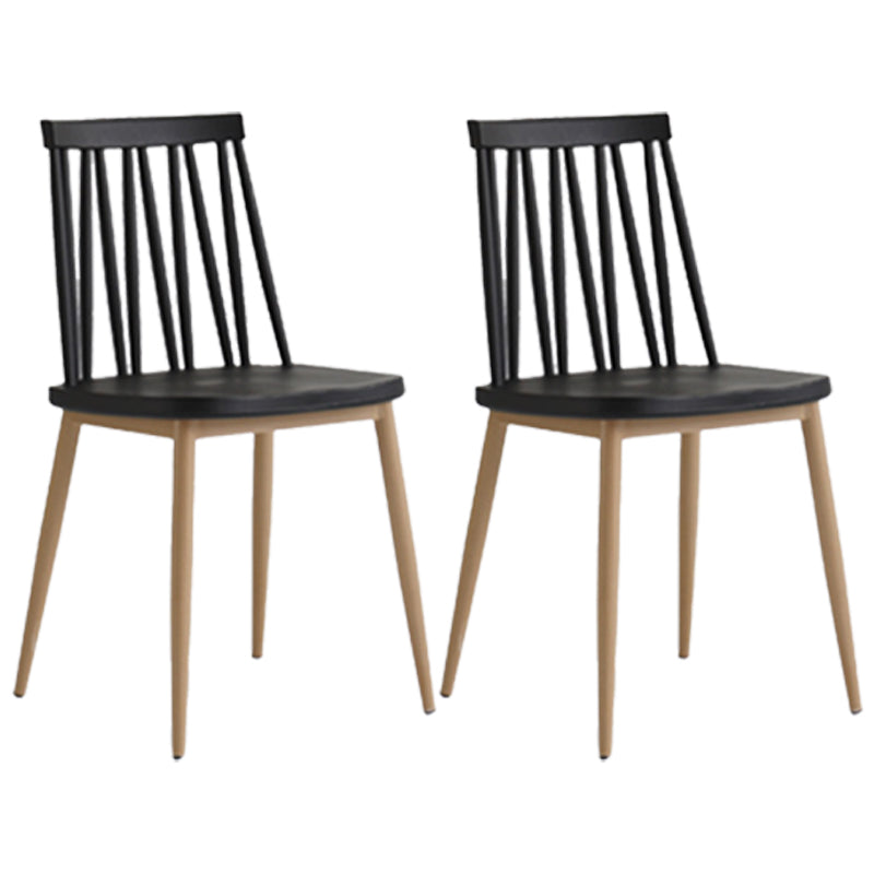 Contemporary Style Plastic Chair Dining Armless Chairs for Kitchen Natural Wood Black 2 Piece Set Clearhalo 'Dining Chairs' 'Dining Tables & Seating' 'dining_chair' 'furn' 'furn_dining_chair' 'Furniture' 'furniture_dining_chair' 'Kitchen & Dining Furniture' 4877370