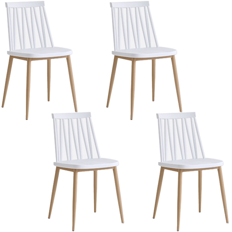 Contemporary Style Plastic Chair Dining Armless Chairs for Kitchen Natural Wood White 4 Piece Set Clearhalo 'Dining Chairs' 'Dining Tables & Seating' 'dining_chair' 'furn' 'furn_dining_chair' 'Furniture' 'furniture_dining_chair' 'Kitchen & Dining Furniture' 4877372