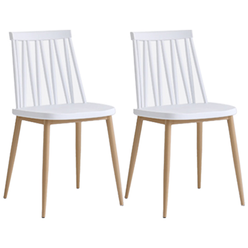 Contemporary Style Plastic Chair Dining Armless Chairs for Kitchen Natural Wood White 2 Piece Set Clearhalo 'Dining Chairs' 'Dining Tables & Seating' 'dining_chair' 'furn' 'furn_dining_chair' 'Furniture' 'furniture_dining_chair' 'Kitchen & Dining Furniture' 4877376