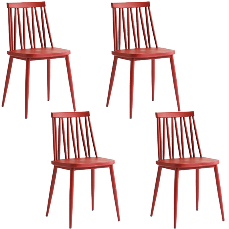 Contemporary Style Plastic Chair Dining Armless Chairs for Kitchen Red 4 Piece Set Clearhalo 'Dining Chairs' 'Dining Tables & Seating' 'dining_chair' 'furn' 'furn_dining_chair' 'Furniture' 'furniture_dining_chair' 'Kitchen & Dining Furniture' 4877378