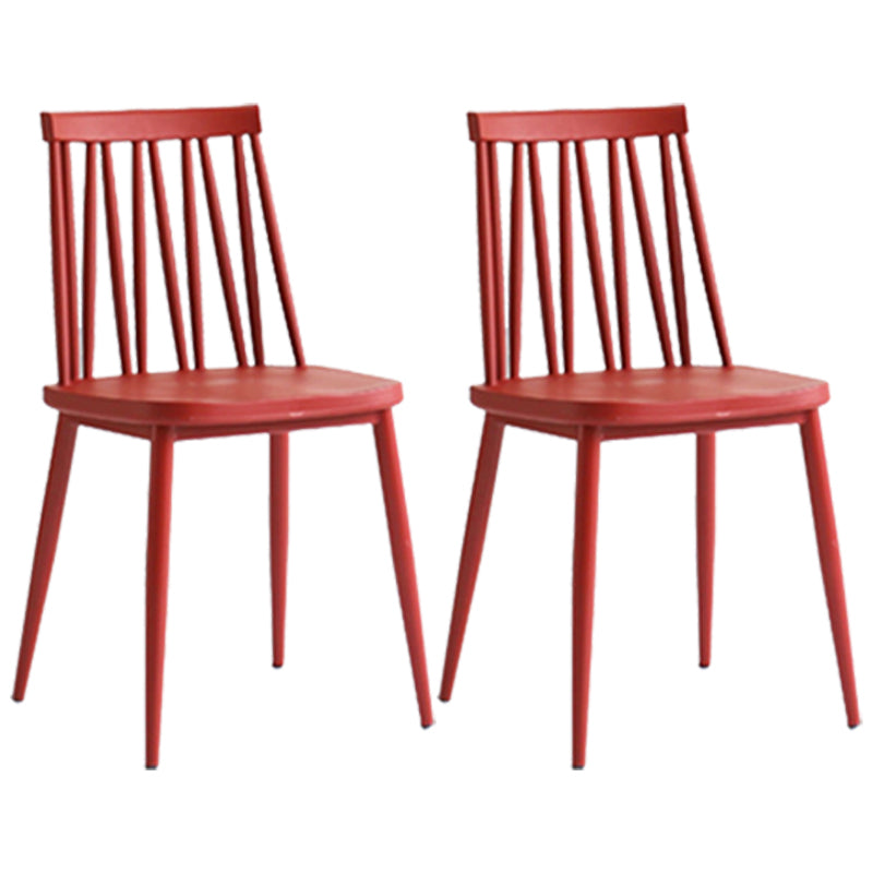 Contemporary Style Plastic Chair Dining Armless Chairs for Kitchen Red 2 Piece Set Clearhalo 'Dining Chairs' 'Dining Tables & Seating' 'dining_chair' 'furn' 'furn_dining_chair' 'Furniture' 'furniture_dining_chair' 'Kitchen & Dining Furniture' 4877380