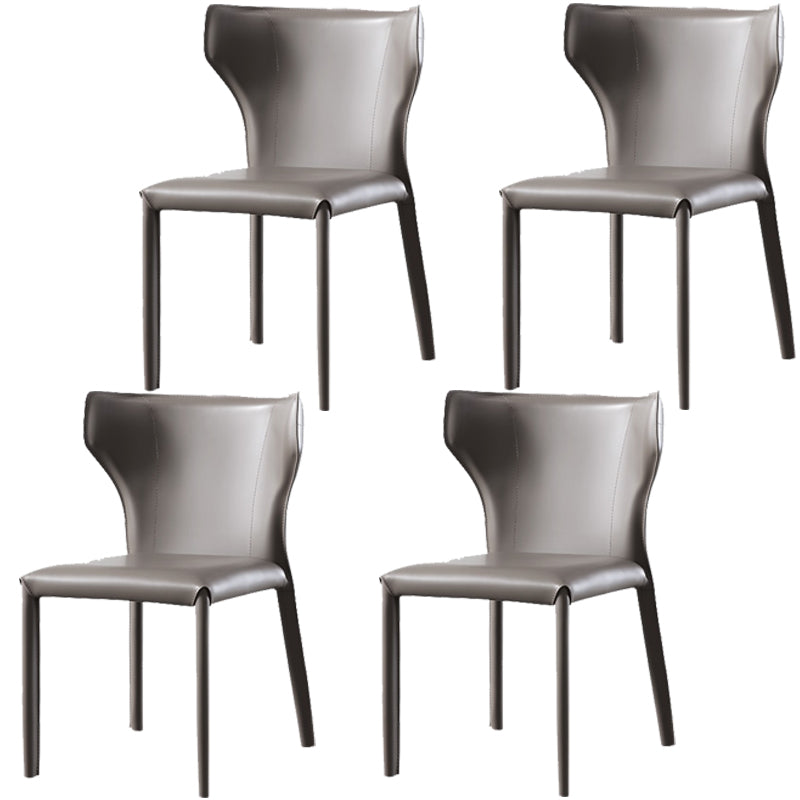 Contemporary Leather Dining Chair Armless Wingback Side Chair Grey 4 Piece Set Clearhalo 'Dining Chairs' 'Dining Tables & Seating' 'dining_chair' 'furn' 'furn_dining_chair' 'Furniture' 'furniture_dining_chair' 'Kitchen & Dining Furniture' 4877383