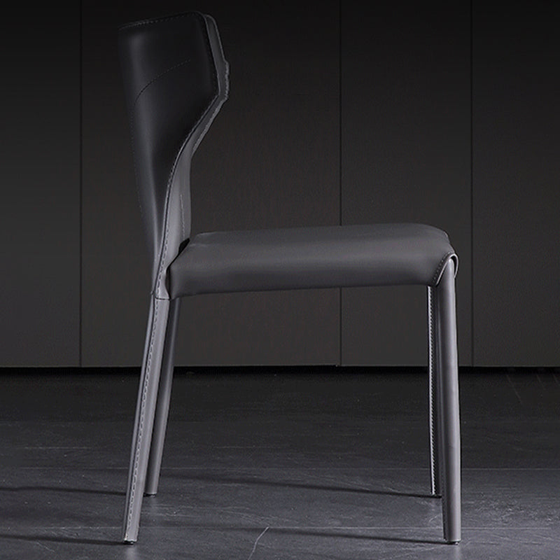 Contemporary Leather Dining Chair Armless Wingback Side Chair Clearhalo 'Dining Chairs' 'Dining Tables & Seating' 'dining_chair' 'furn' 'furn_dining_chair' 'Furniture' 'furniture_dining_chair' 'Kitchen & Dining Furniture' 4877386