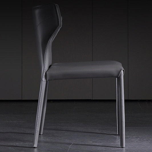 Contemporary Leather Dining Chair Armless Wingback Side Chair Clearhalo 'Dining Chairs' 'Dining Tables & Seating' 'dining_chair' 'furn' 'furn_dining_chair' 'Furniture' 'furniture_dining_chair' 'Kitchen & Dining Furniture' 4877386