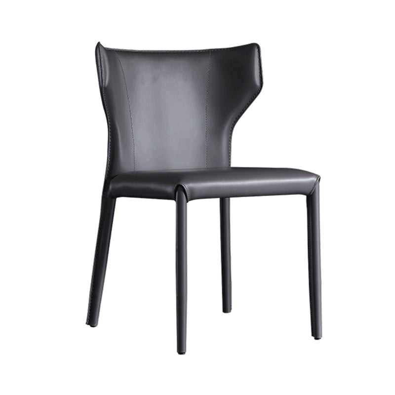 Contemporary Leather Dining Chair Armless Wingback Side Chair Clearhalo 'Dining Chairs' 'Dining Tables & Seating' 'dining_chair' 'furn' 'furn_dining_chair' 'Furniture' 'furniture_dining_chair' 'Kitchen & Dining Furniture' 4877390